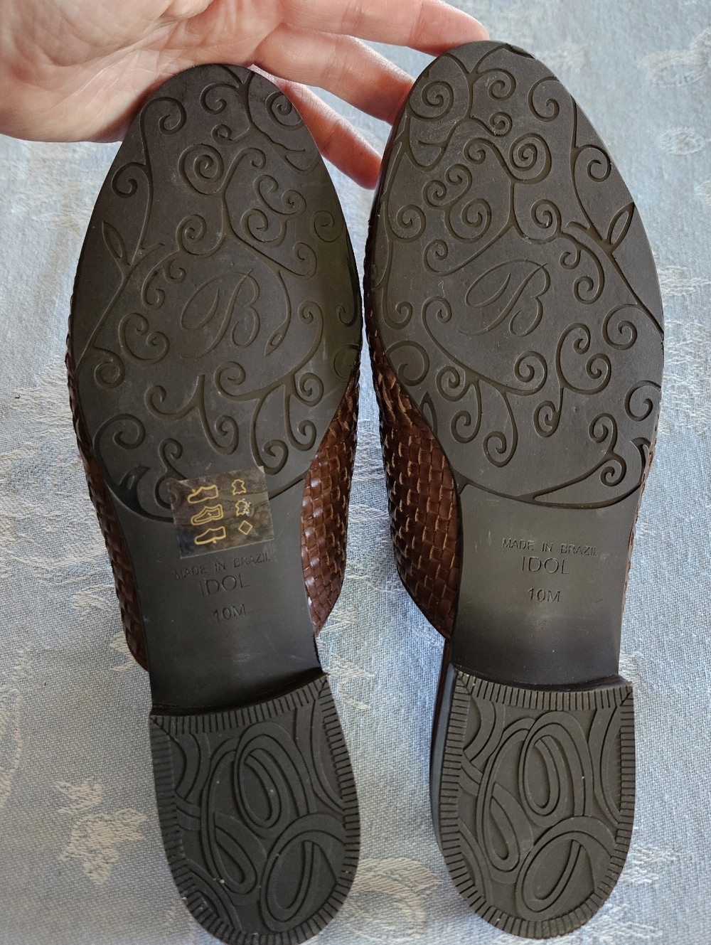 Brighton Brown woven Leather Slip-On mule with block heel Size 10M NWOT - Picture 6 of 8